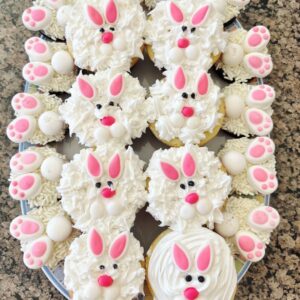 Bunny cupcake and bunny cookies